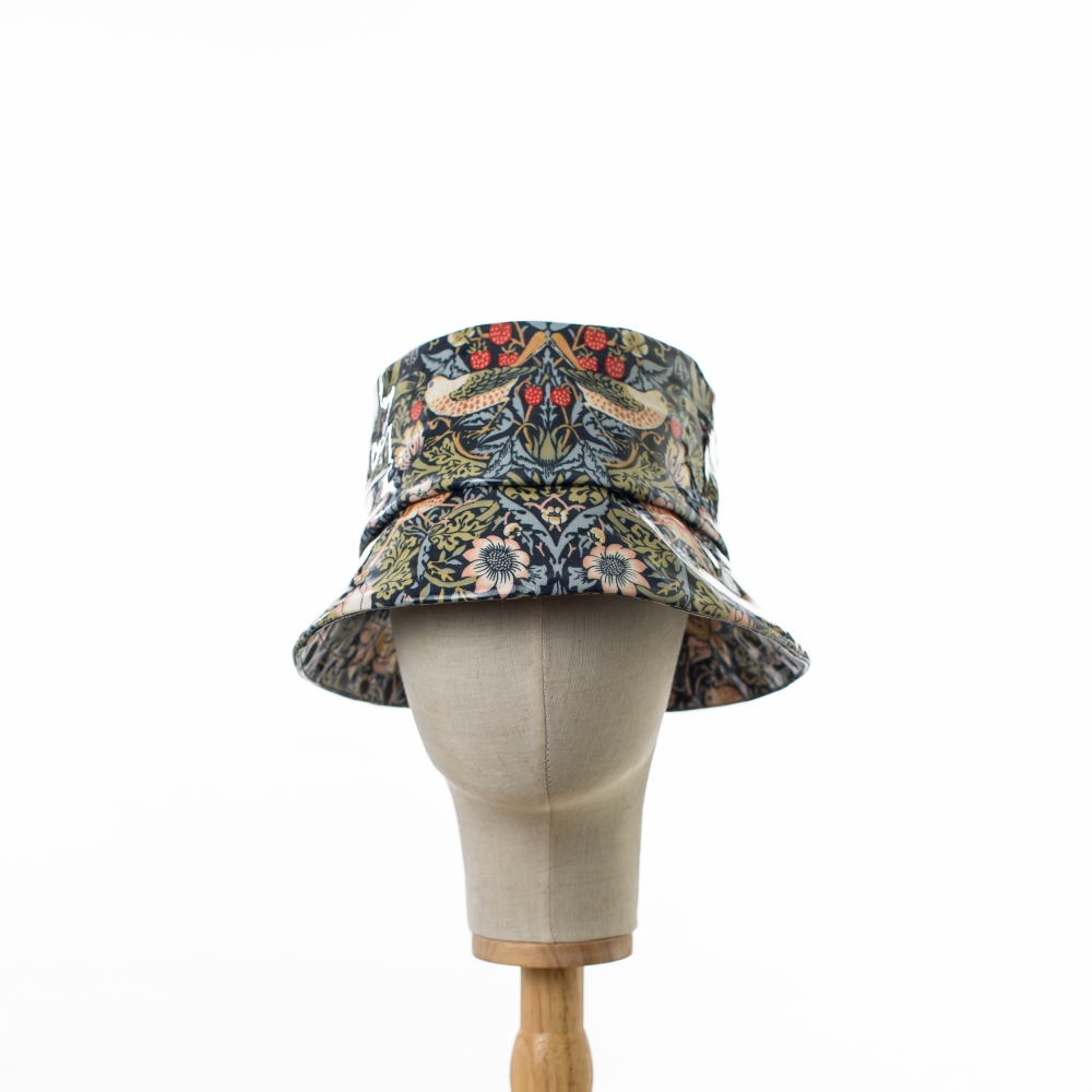 Blue Strawberry Thief Bucket Rain Hat