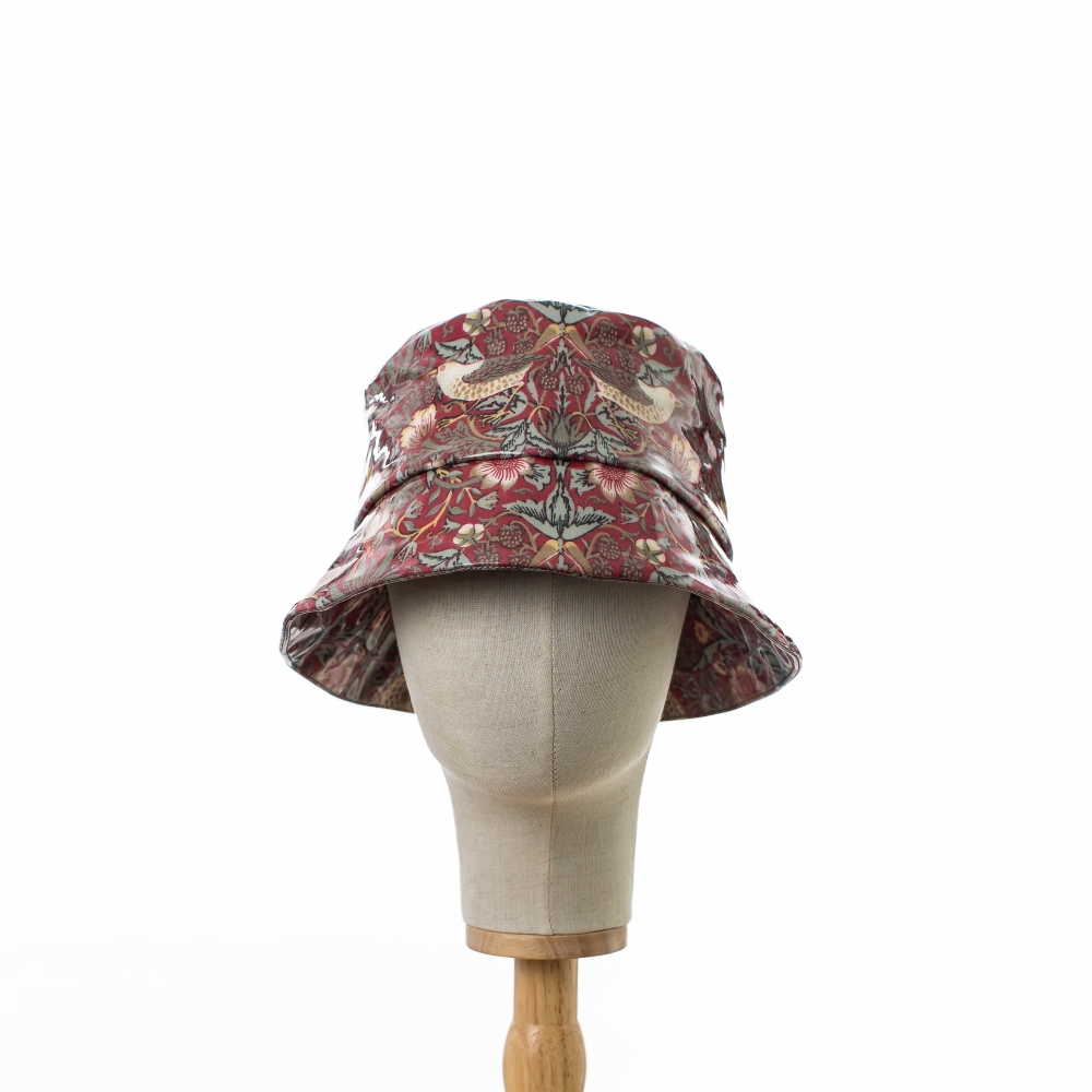 Red Strawberry Thief Bucket Rain Hat