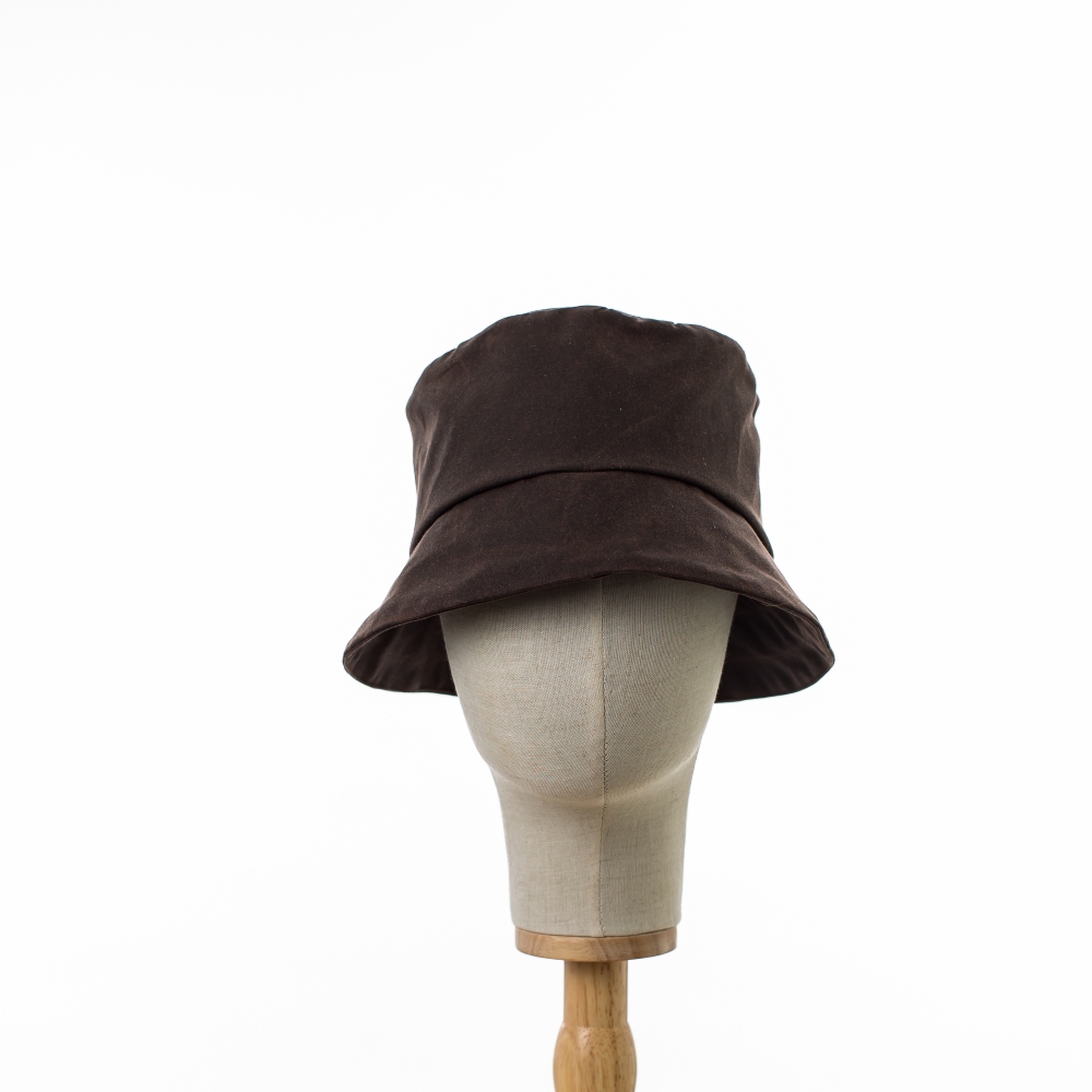 Chocolate Brown Waxed Cotton Bucket Hat