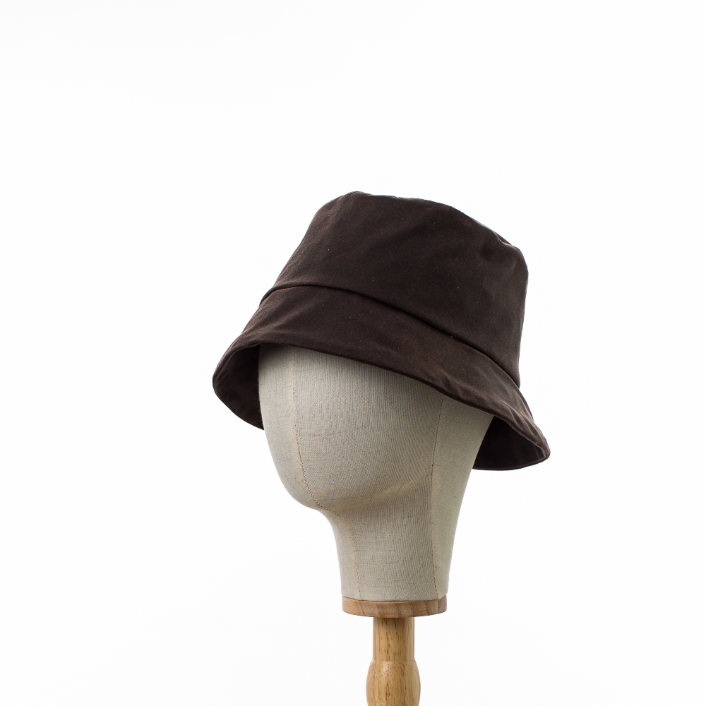 Chocolate Brown Waxed Cotton Bucket Hat