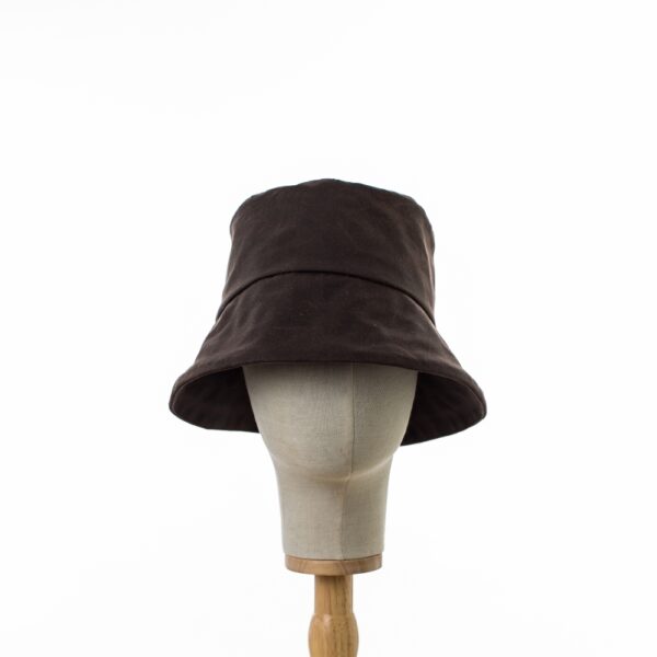 Chocolate Brown Waxed Cotton Rain Hat