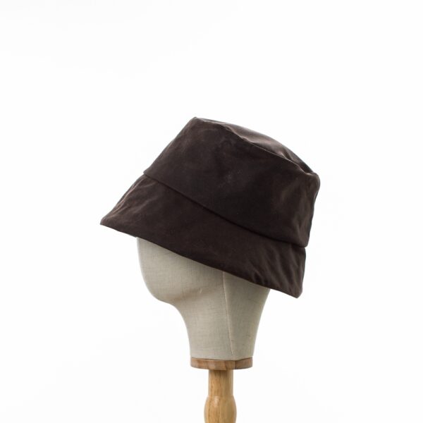 Chocolate Brown Waxed Cotton Rain Hat
