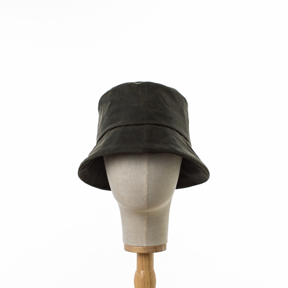 Dark Green Waxed Cotton Bucket Hat
