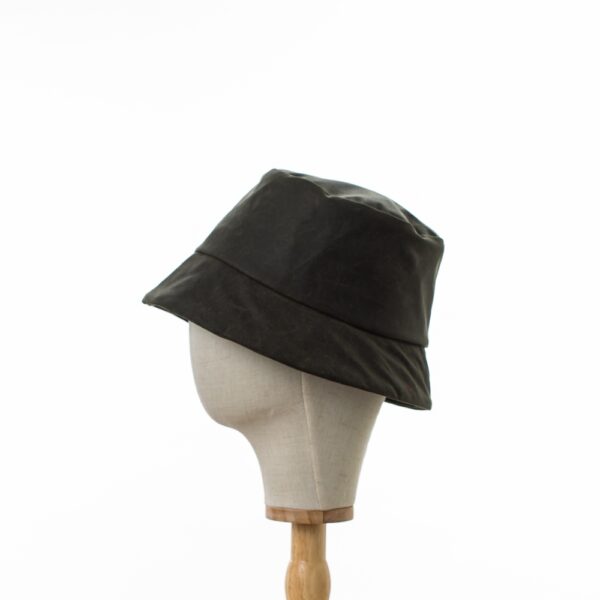 Dark Green Waxed Cotton Bucket Hat