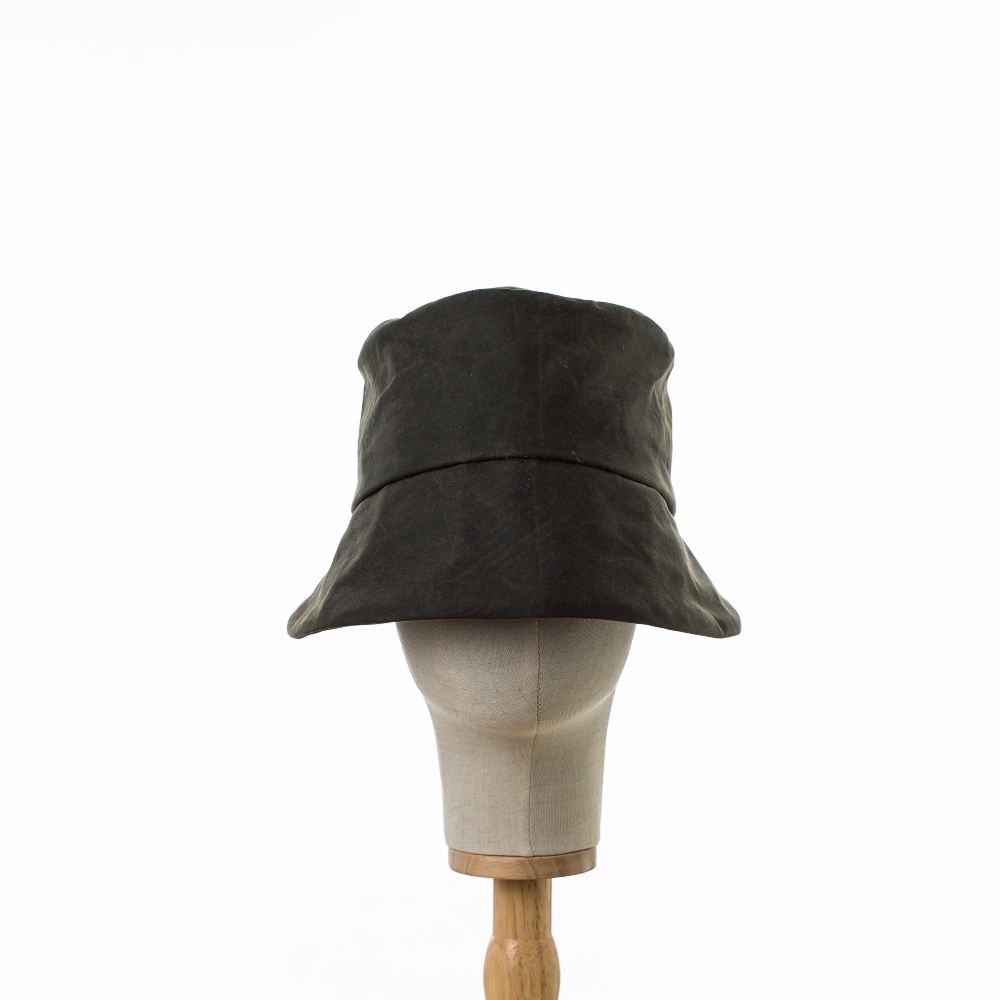 Dark Green Waxed Cotton Rain Hat