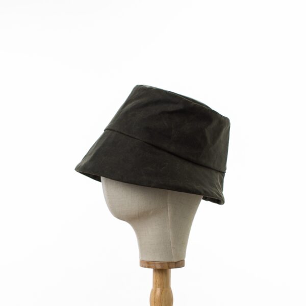 Dark Green Waxed Cotton Rain Hat